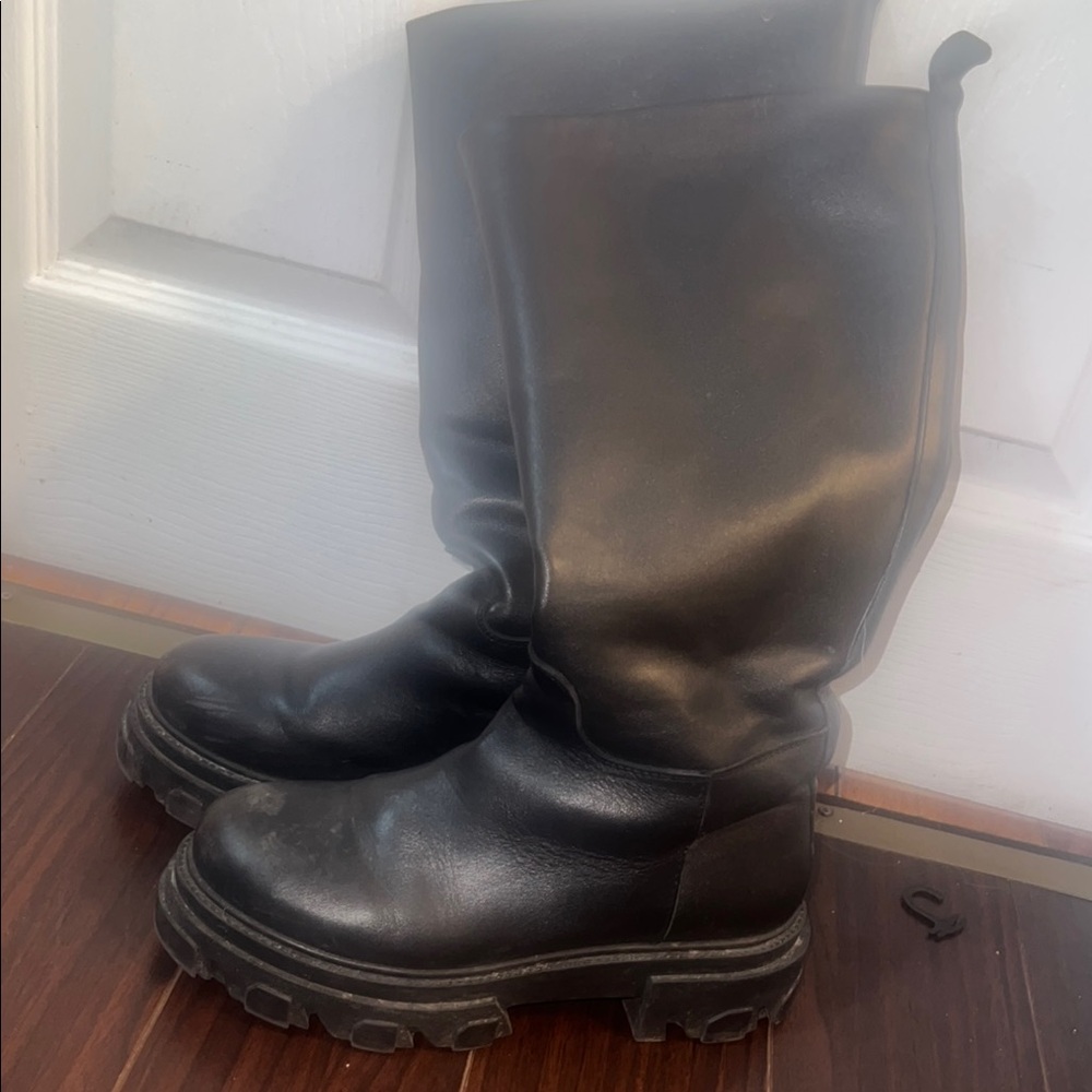 LEATHER black tall Steve Madden Boots